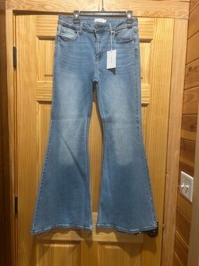 Cello Medium Blue Flare Jeans for Women